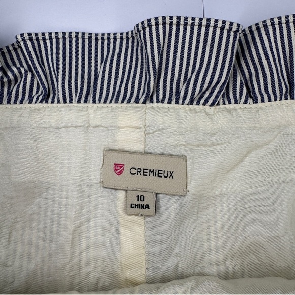 Cremieux Navy & White Striped Ruffle Mini Dress | Size 10 - Picture 5 of 8
